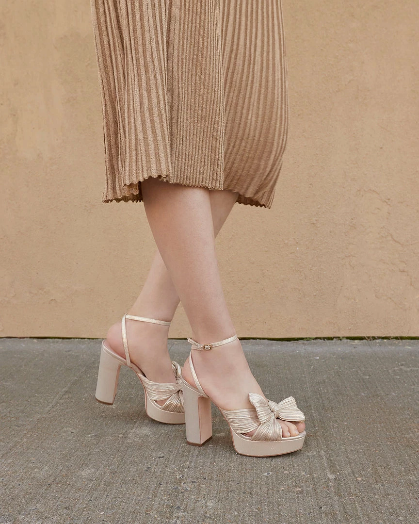 Loeffler Randall Natalia Platinum Pleated Bow Heel