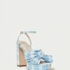 Loeffler Randall Natalia Blue Plaid Platform Bow Heel