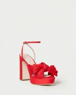 Loeffler Randall Pleats Natalia Red Platform Bow Heel