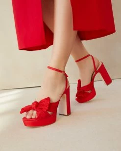 Loeffler Randall Pleats Natalia Red Platform Bow Heel