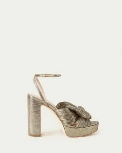 Loeffler Randall Natalia Dark Gold Platform Bow Heel Pleats