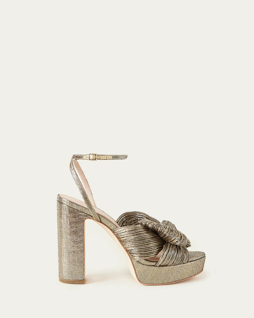 Loeffler Randall Natalia Dark Gold Platform Bow Heel Pleats