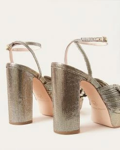 Loeffler Randall Natalia Dark Gold Platform Bow Heel Pleats