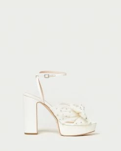 Loeffler Randall Pleats Natalia Pearl Rhinestone Platform Bow Heel
