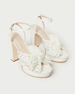 Loeffler Randall Pleats Natalia Pearl Rhinestone Platform Bow Heel