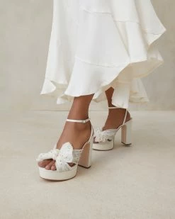 Loeffler Randall Pleats Natalia Pearl Rhinestone Platform Bow Heel