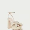 Loeffler Randall Natalia Cream Sparkle Platform Bow Heel Pleats