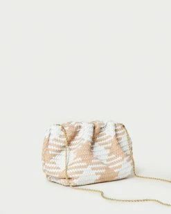 Loeffler Randall New Arrivals Nyla Tan/Cream Woven Clutch