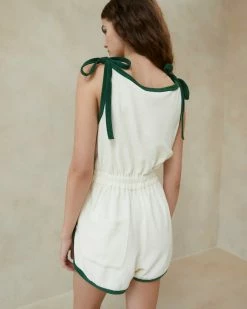 Loeffler Randall Otis Cream/Green Terry Romper New Arrivals