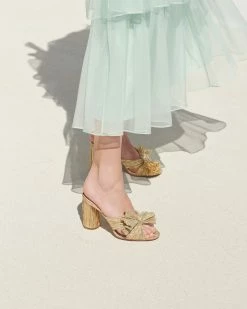 Loeffler Randall Penny Gold Pleated Bow Heel