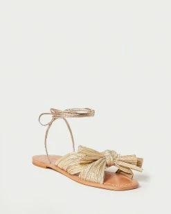 Loeffler Randall Peony Gold Pleated Bow Slide