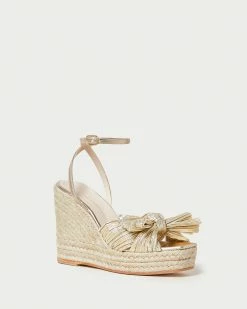 Loeffler Randall Peri Gold Pleated Wedge Espadrille New Arrivals