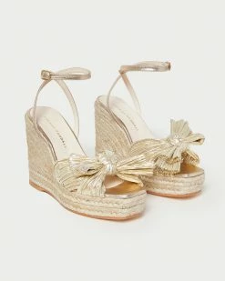 Loeffler Randall Peri Gold Pleated Wedge Espadrille New Arrivals