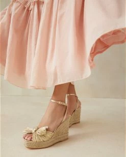 Loeffler Randall Peri Gold Pleated Wedge Espadrille New Arrivals