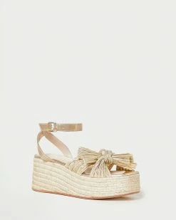 Loeffler Randall Posey Gold Pleated Flatform Espadrille