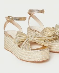 Loeffler Randall Posey Gold Pleated Flatform Espadrille