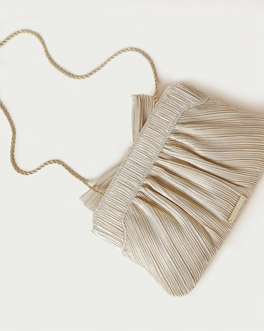 Loeffler Randall Rayne Platinum Bow Clutch Pleats