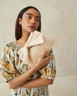 Loeffler Randall Pleats Rayne Almond Bow Clutch