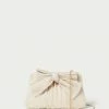 Loeffler Randall Rayne Cream Sparkle Bow Clutch Pleats