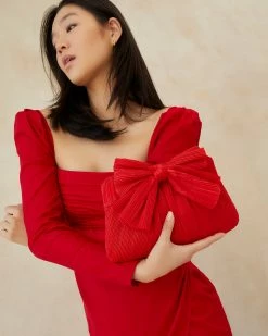 Loeffler Randall Rayne Red Bow Clutch