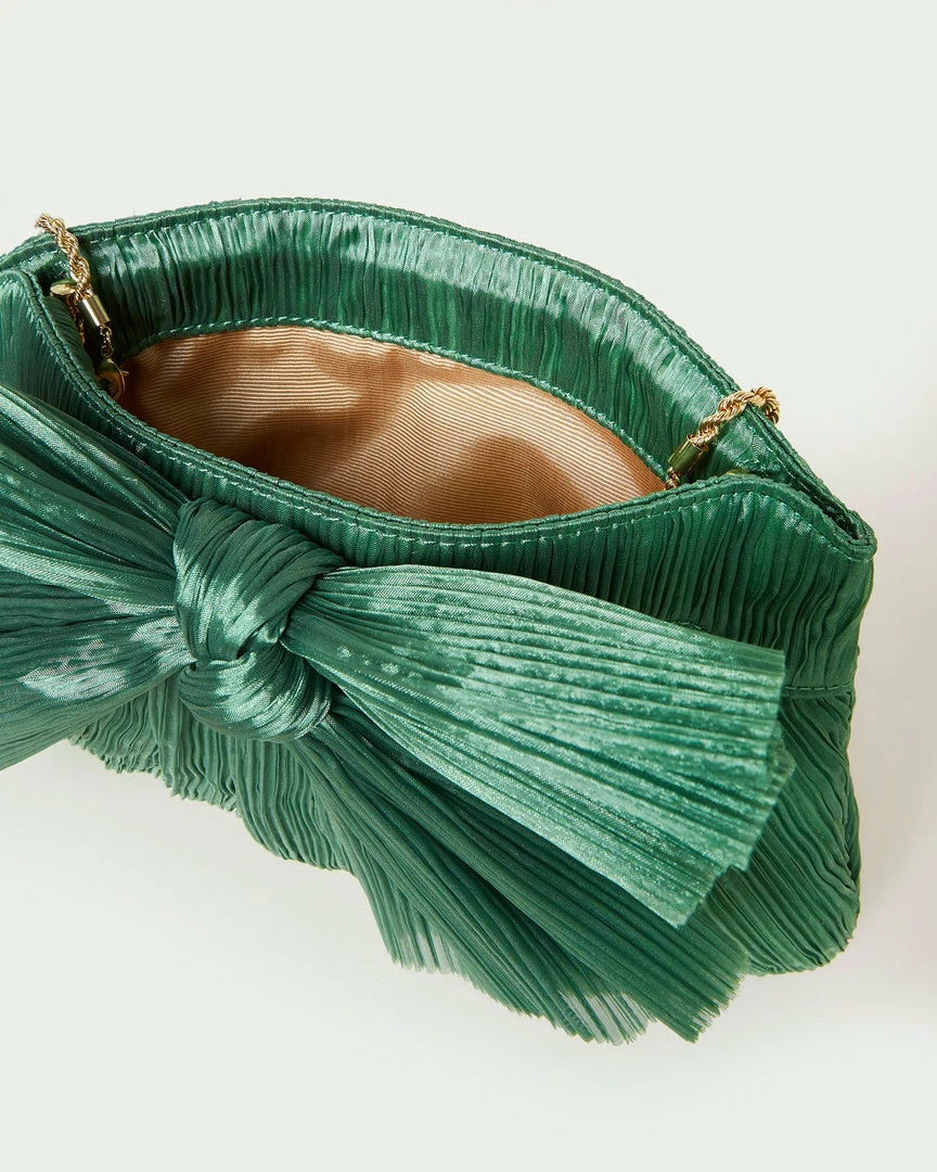 Loeffler Randall Rayne Sage Bow Clutch Pleats