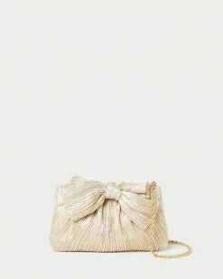 Loeffler Randall Rochelle Platinum Mini Bow Clutch Pleats