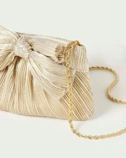 Loeffler Randall Rochelle Platinum Mini Bow Clutch Pleats