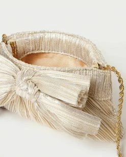 Loeffler Randall Rochelle Platinum Mini Bow Clutch Pleats