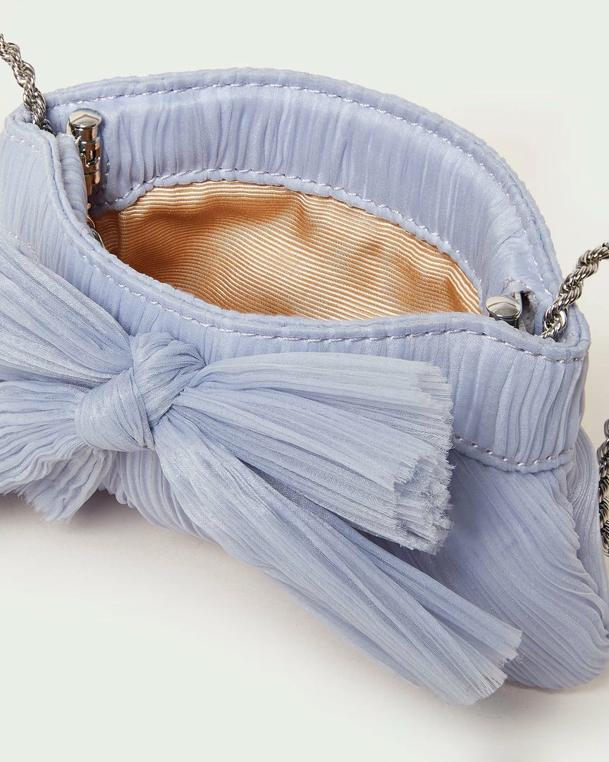 Loeffler Randall Pleats Rochelle Blue Mini Bow Clutch