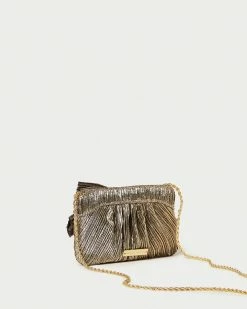 Loeffler Randall Rochelle Gold Mini Bow Clutch Pleats