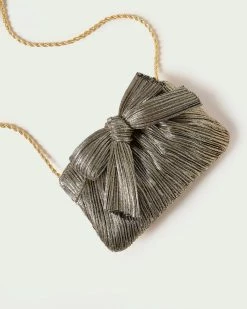 Loeffler Randall Rochelle Gold Mini Bow Clutch Pleats