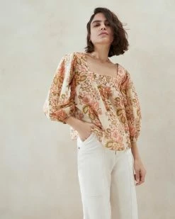 Loeffler Randall Rory Multi Floral Peasant Blouse New Arrivals