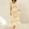 Loeffler Randall Rosalie Cream Floral Tiered Dress New Arrivals