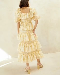 Loeffler Randall Rosalie Cream Floral Tiered Dress New Arrivals