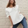 Loeffler Randall Sale Lisette White Scallop Collar Blouse