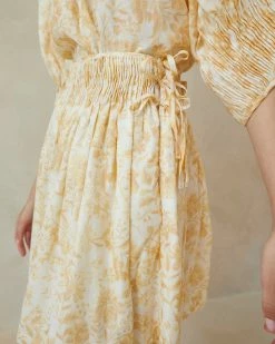 Loeffler Randall Sidney Vine Floral Smocked Skirt