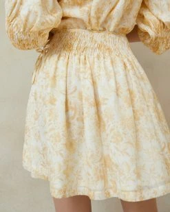 Loeffler Randall Sidney Vine Floral Smocked Skirt