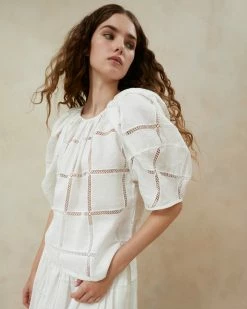 Loeffler Randall Silas Ivory Embroidered Blouse