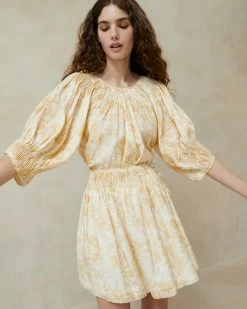 Loeffler Randall Sloane Vine Floral Smocked Top