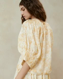 Loeffler Randall Sloane Vine Floral Smocked Top