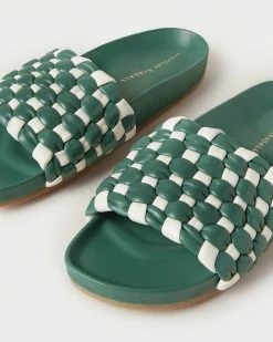 Loeffler Randall Sale Sonnie Green Gingham Woven Sandal
