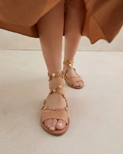 Loeffler Randall Starla Wheat/Gold Ankle Wrap Sandal New Arrivals