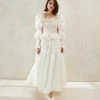 Loeffler Randall Suzette Cream Smocked Organza Dress