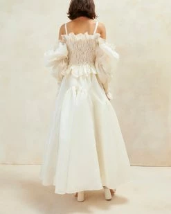 Loeffler Randall Suzette Cream Smocked Organza Dress