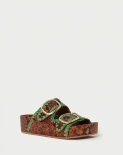 Loeffler Randall Theo Brown/Emerald Footbed Sandal New Arrivals