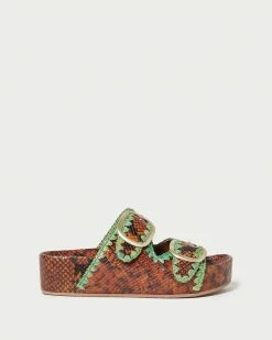Loeffler Randall Theo Brown/Emerald Footbed Sandal New Arrivals