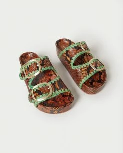 Loeffler Randall Theo Brown/Emerald Footbed Sandal New Arrivals