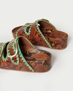 Loeffler Randall Theo Brown/Emerald Footbed Sandal New Arrivals