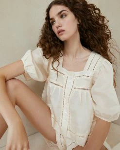 Loeffler Randall New Arrivals Yolanda White Short-Sleeved Blouse